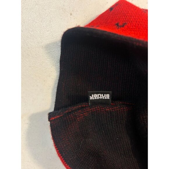 Vintage Janus Red Knit Hat With Black Bat Print - Picture 4 of 4
